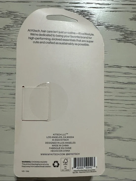 Kitsch Cherry Blossom Ruched Satin Scrunchies 5pc Set - Picture 4 of 5